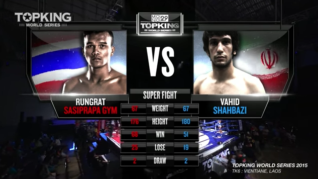 TK6 SUPERFIGHT :Rungrat Sasiprapa (Thailand) vs Vahid Shahbazi (Iran) (Full Fight HD)