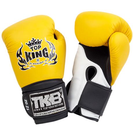 Top King 黄色/白色带黑色袖口“超级空气”拳击手套